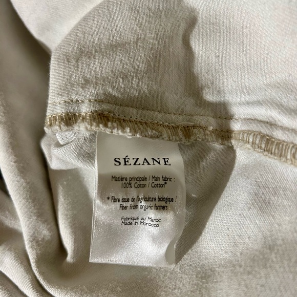 NWOT Sézane ✨Archives✨ Denim Collared Belted Button Up Mini Dress Beige/Green - Picture 11 of 11